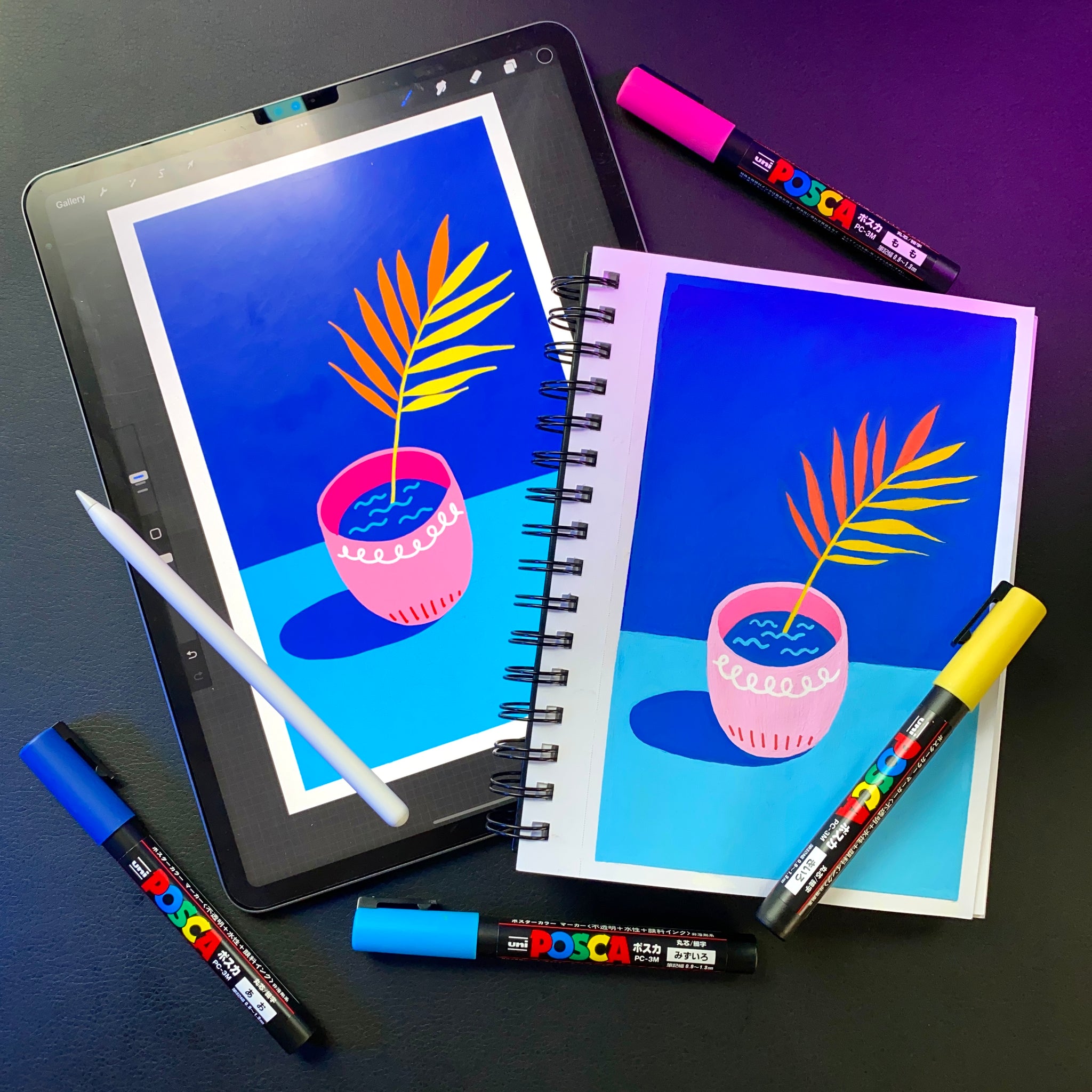Free Procreate Posca Pack Digital Brushes & Color Swatches – Rishi Draws