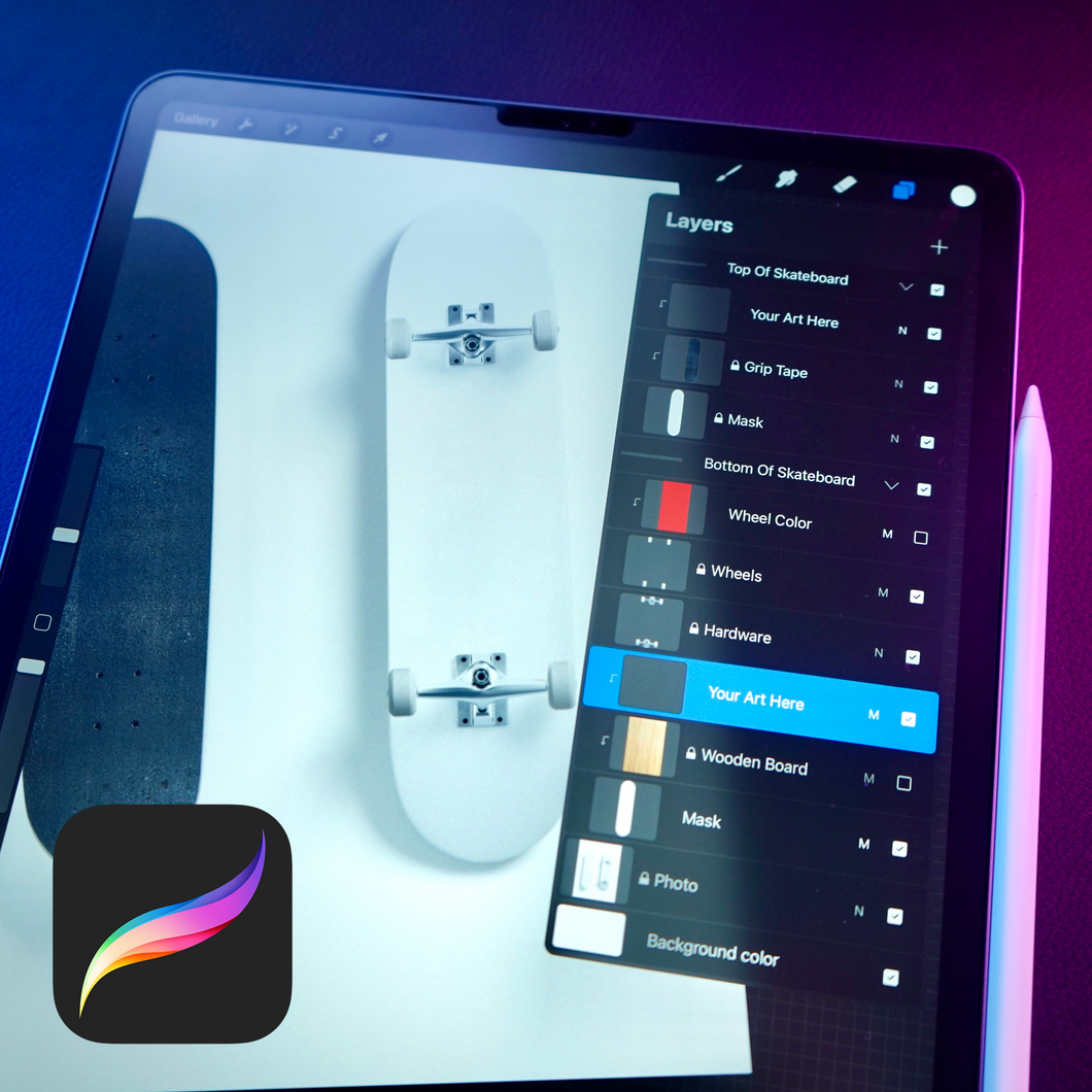 Free Skateboard Template For Procreate